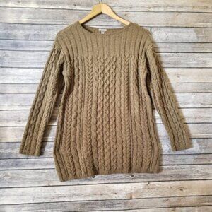 S J. Jill Brown Soft Cable Knit Long Sleeve Top
